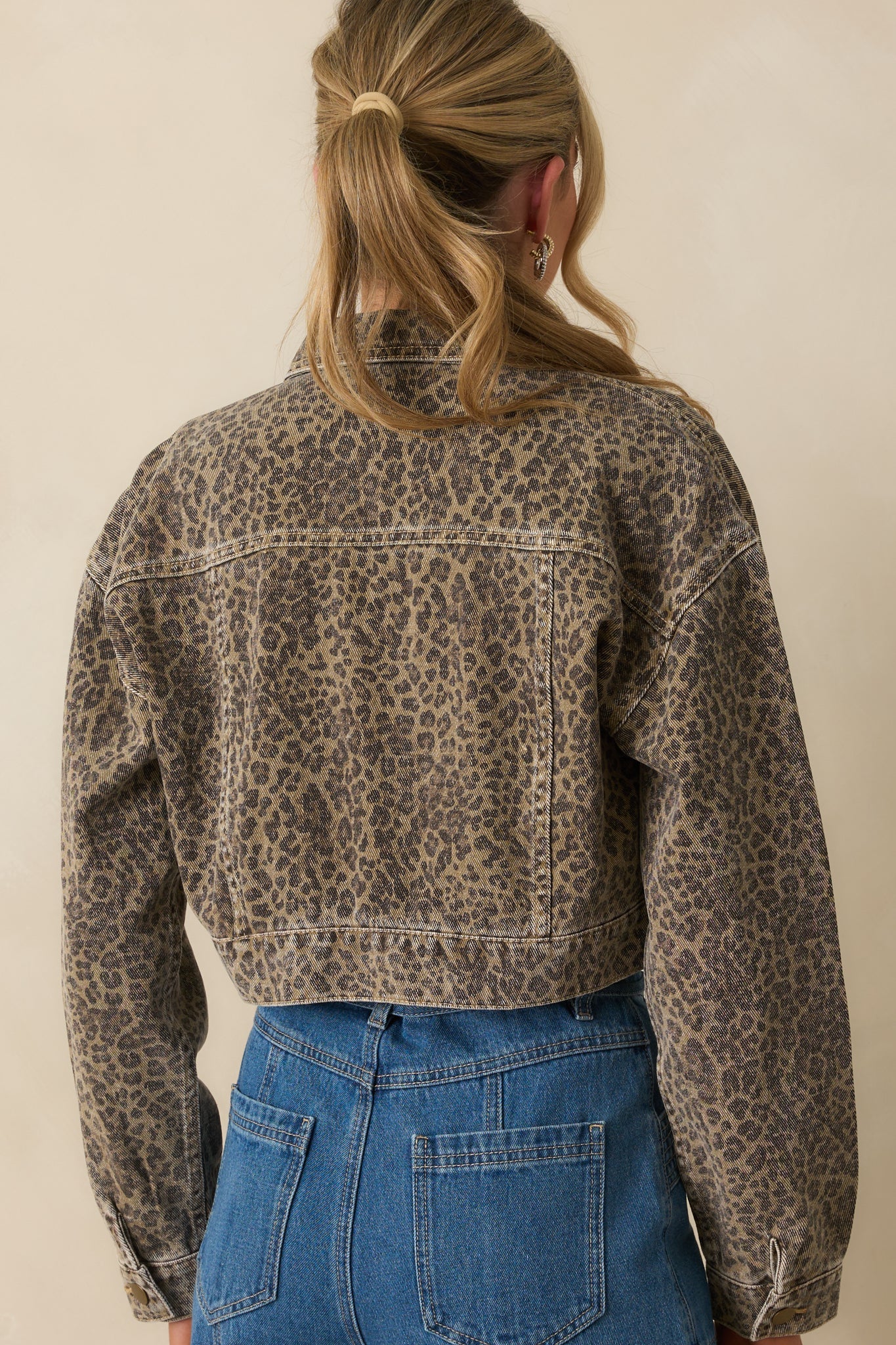 MINKPINK Brown Cotton Anouk Animal Print Crop Jacket