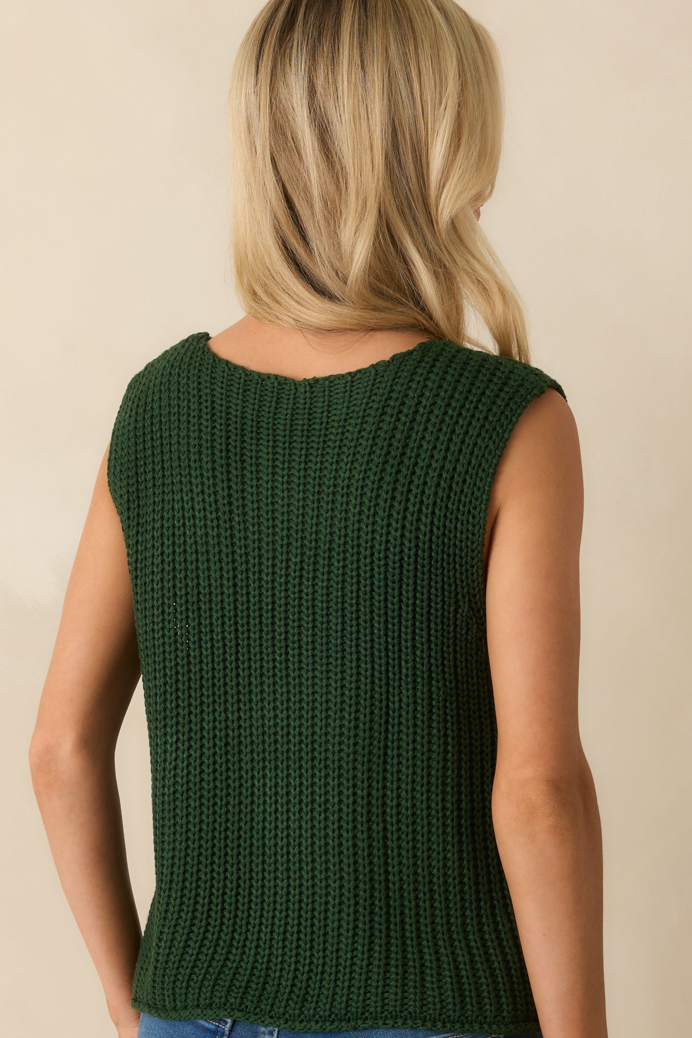 Without Hesitation Hunter Green Knit Button Front Sweater Vest
