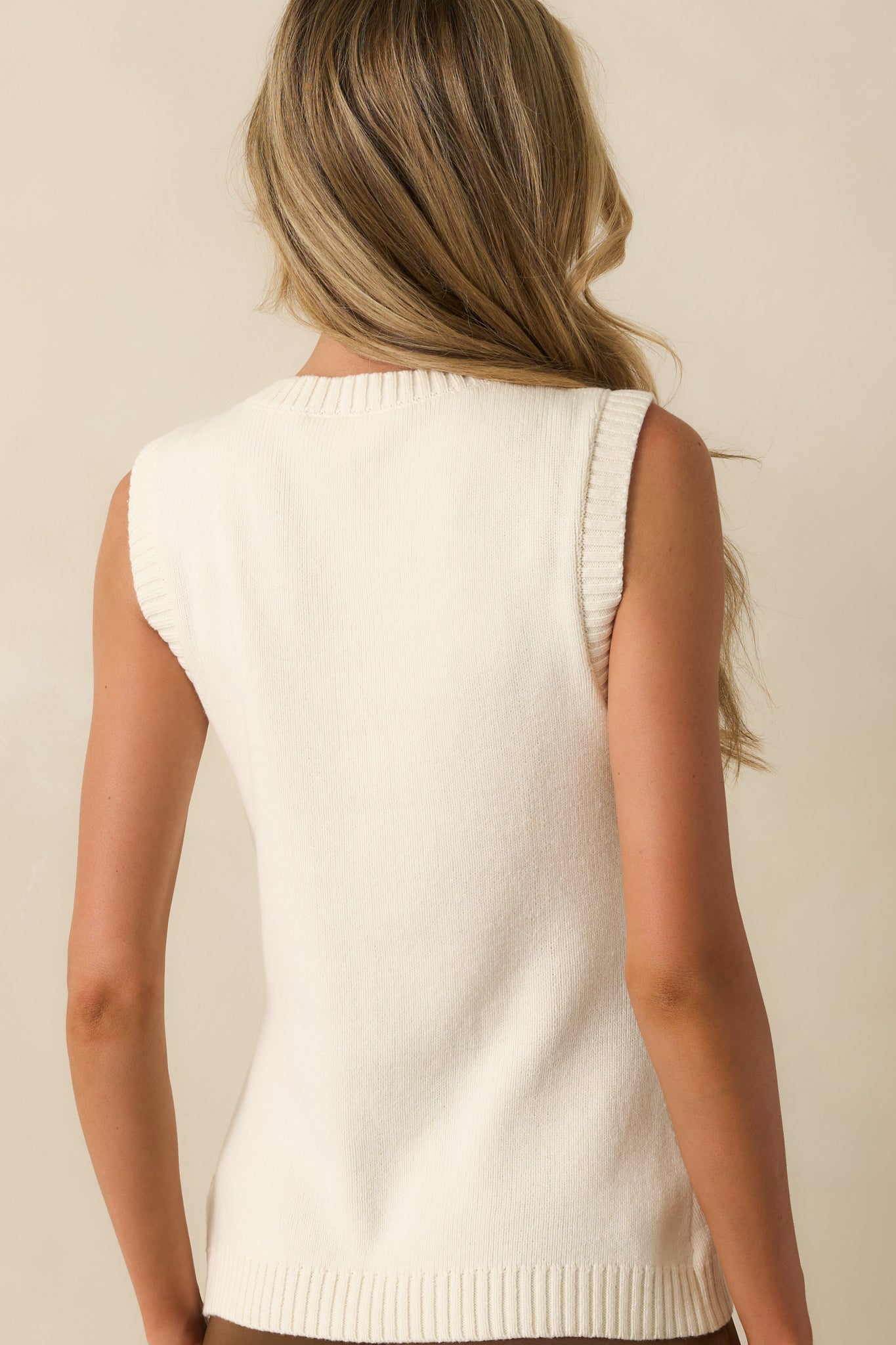 She's Still Got It Ivory Button Up Knit Sweater Vest