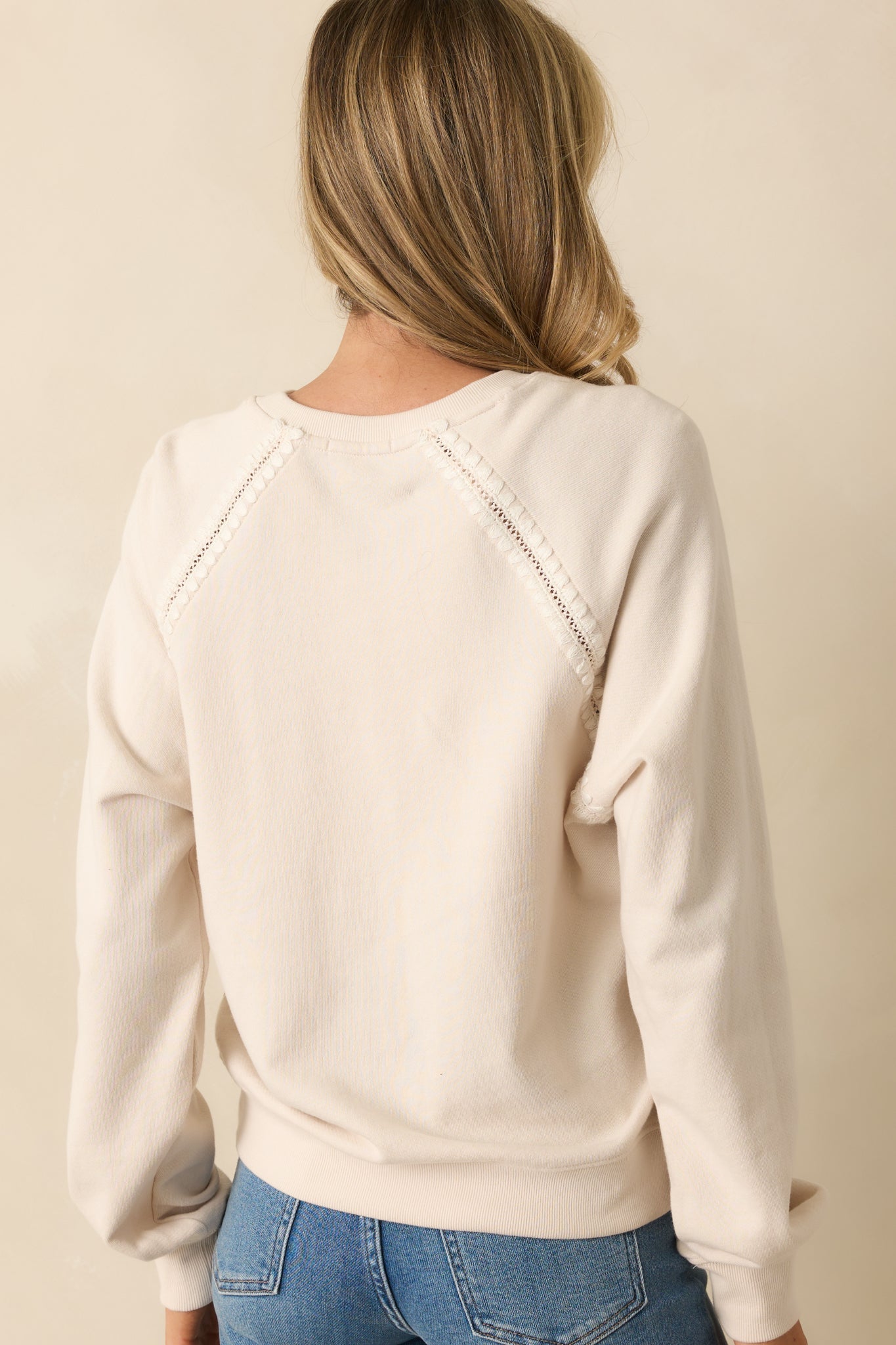 Z Supply Ivory All Around Embroidered Sweatshirt