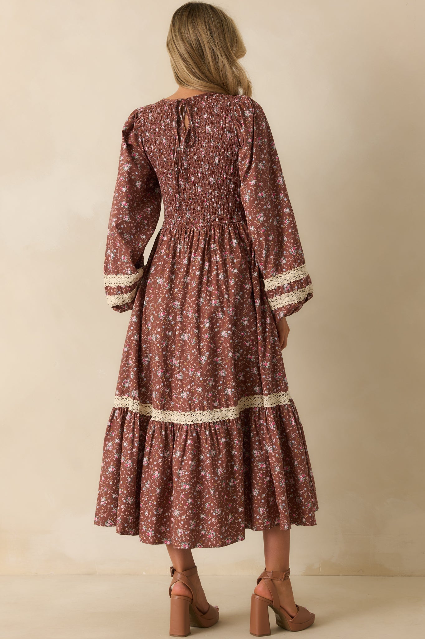 More To Come Mocha Brown Multi Floral Print Cotton Maxi Dress