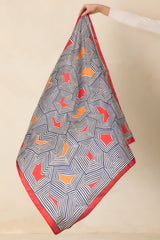 Remember The Details Red Multi Geometric Print Satin Scarf