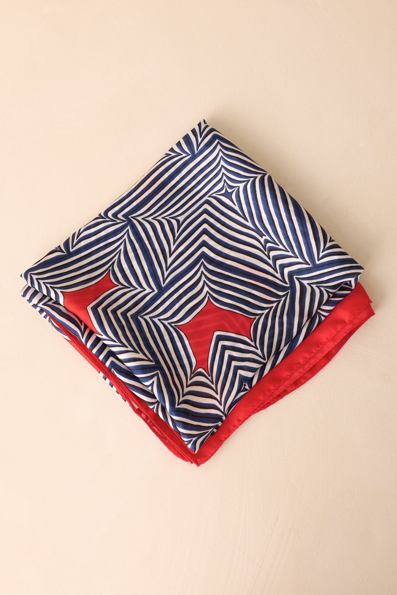 Remember The Details Red Multi Geometric Print Satin Scarf