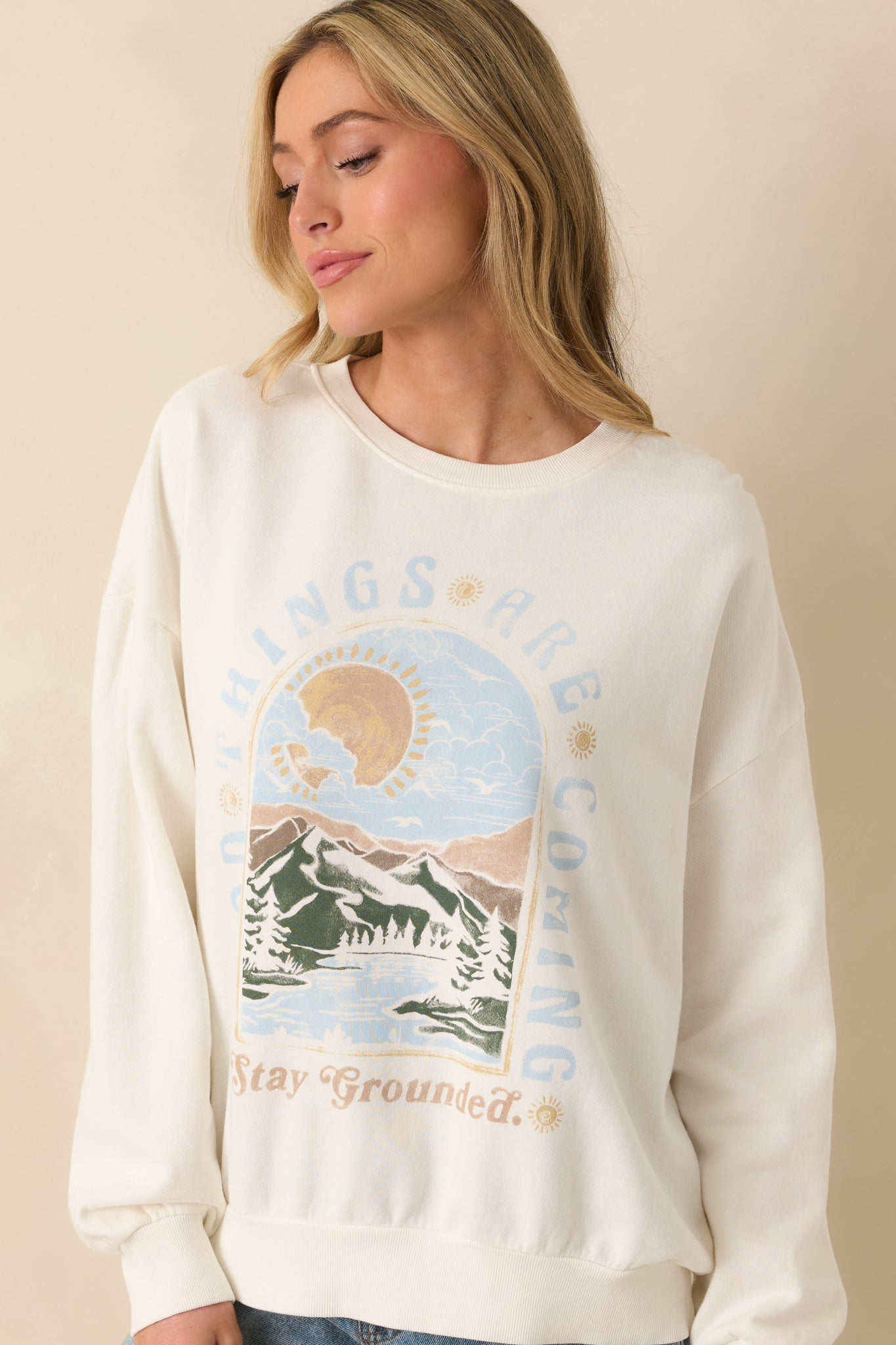 Z Supply Ivory Cotton Grounded Sunday Sweatshirt