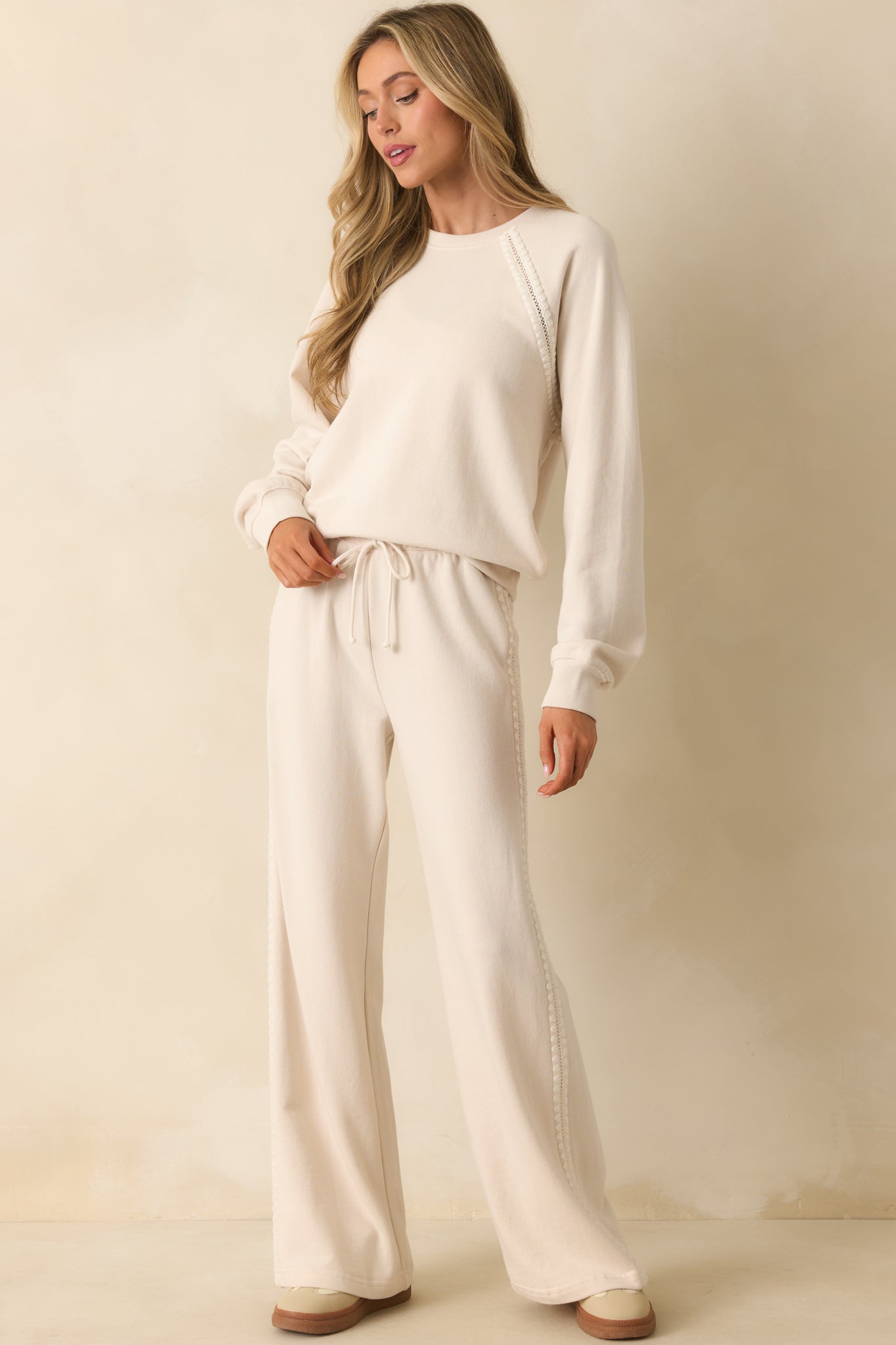 Z Supply Ivory Take All French Terry Track Pants