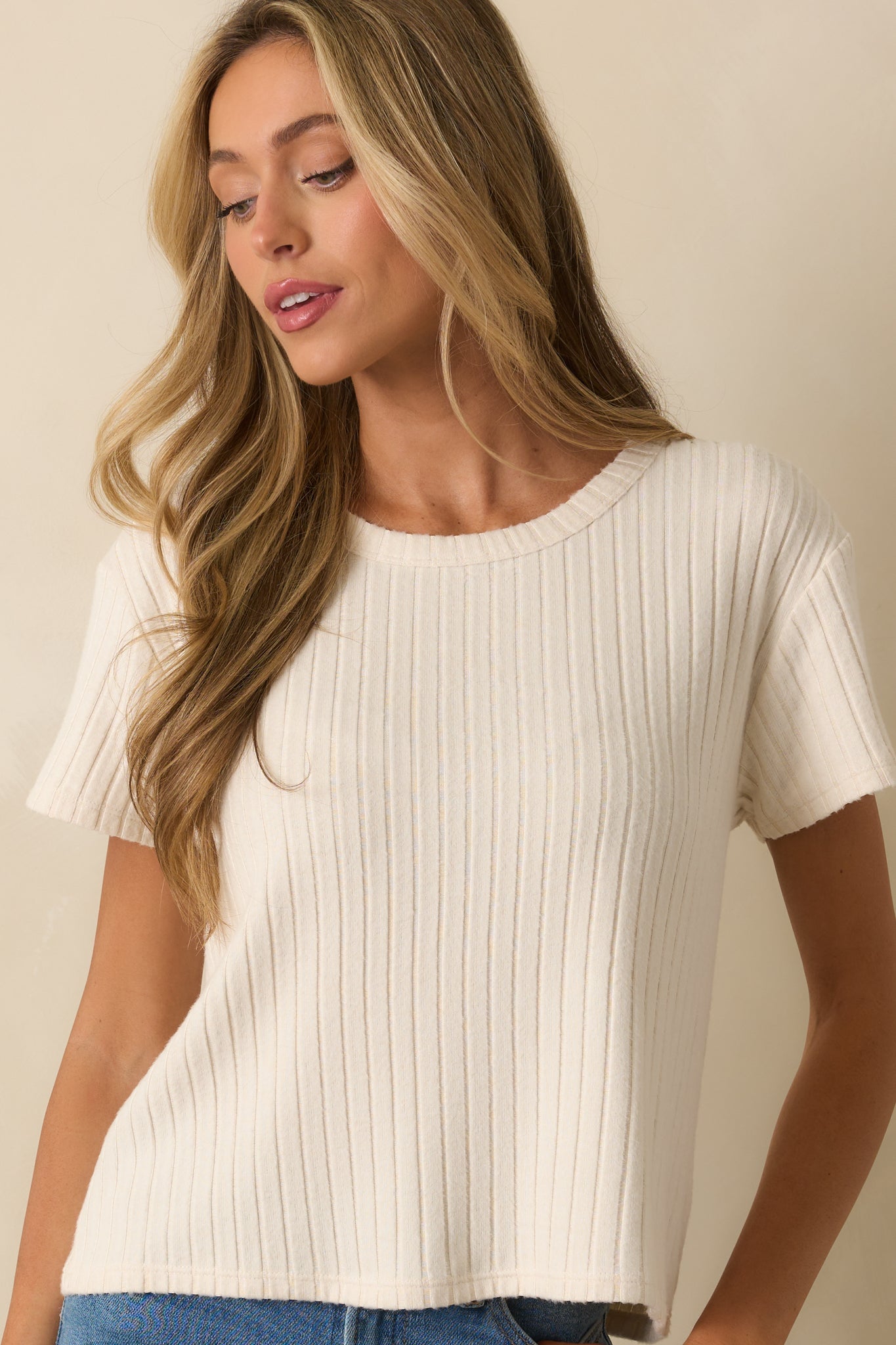 Z Supply Light Beige Kara Rib Tee
