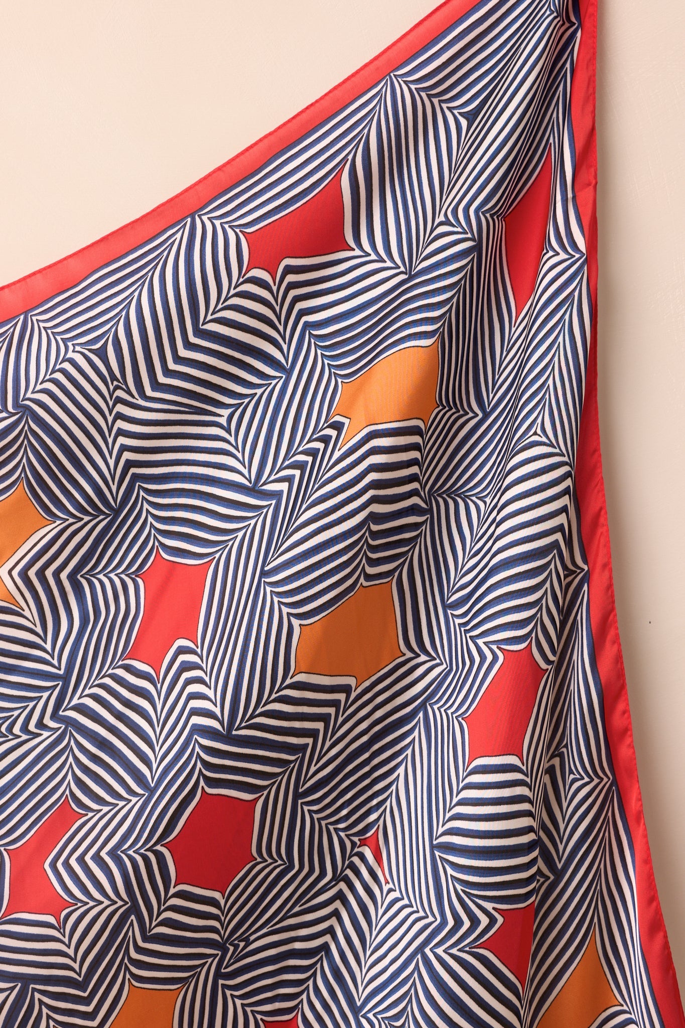 Remember The Details Red Multi Geometric Print Satin Scarf