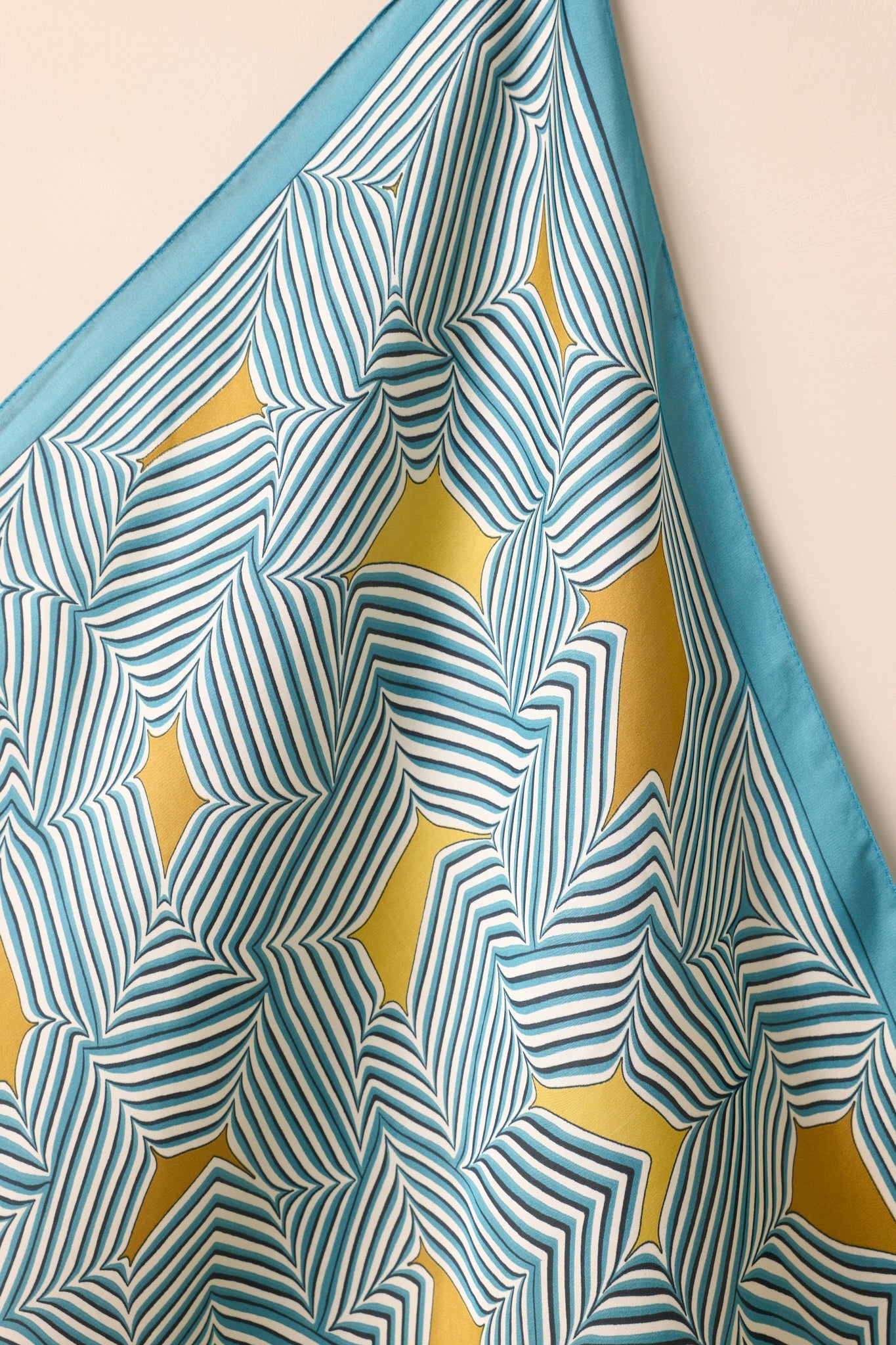 Remember The Details Blue Multi Geometric Print Satin Scarf