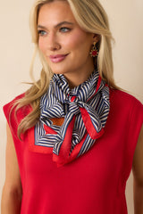 Remember The Details Red Multi Geometric Print Satin Scarf