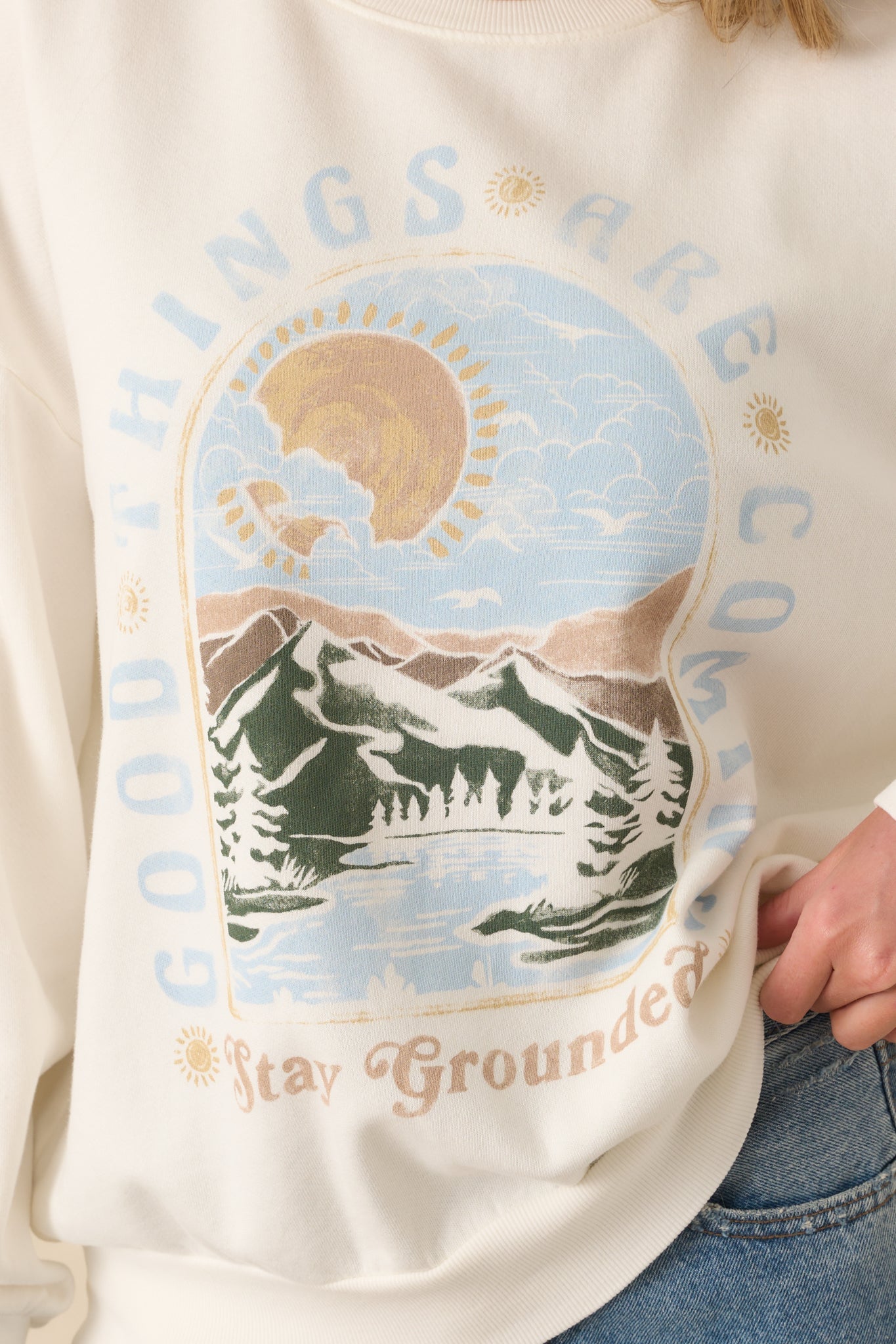 Z Supply Ivory Cotton Grounded Sunday Sweatshirt