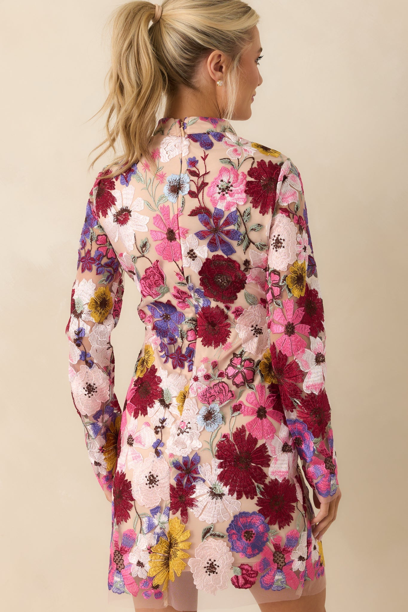 Petals Of Time Fuchsia Multi Floral Mini Dress