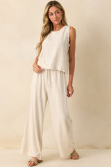Neutral Nomad Sandstone Linen Blend Pants