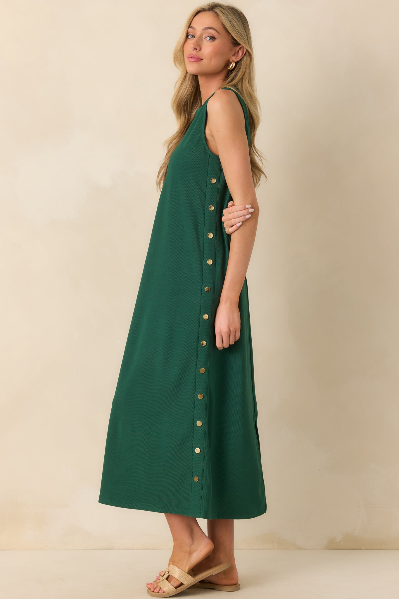 I'm Choosing Happiness Hunter Green Sleeveless Maxi Dress