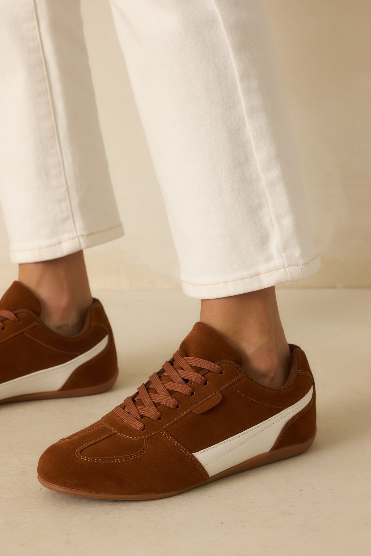 Never Missed A Step Brown Faux Suede Sneakers