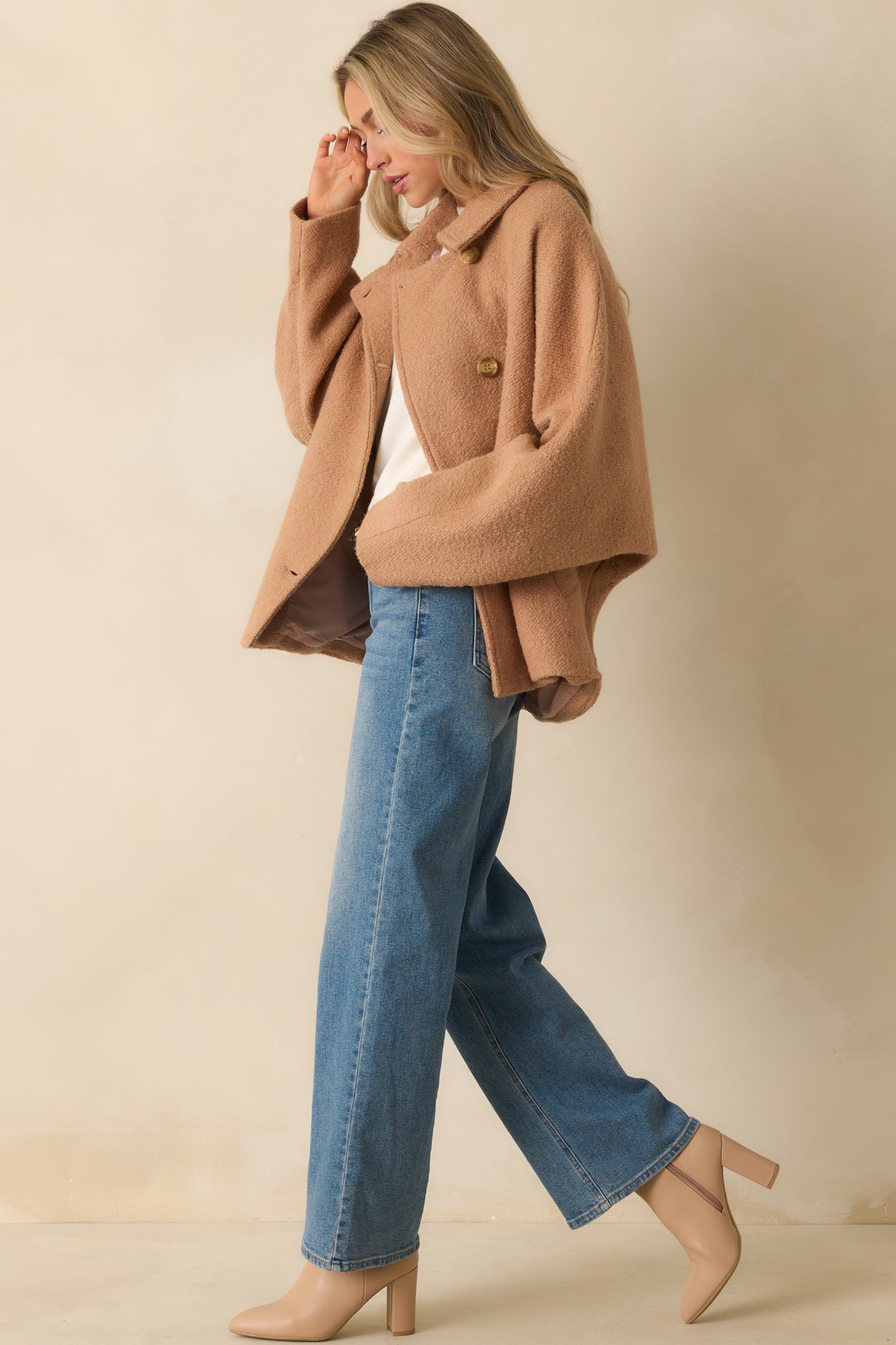 All I Could Ask Camel Brown Single Breasted Wool Blend Coat