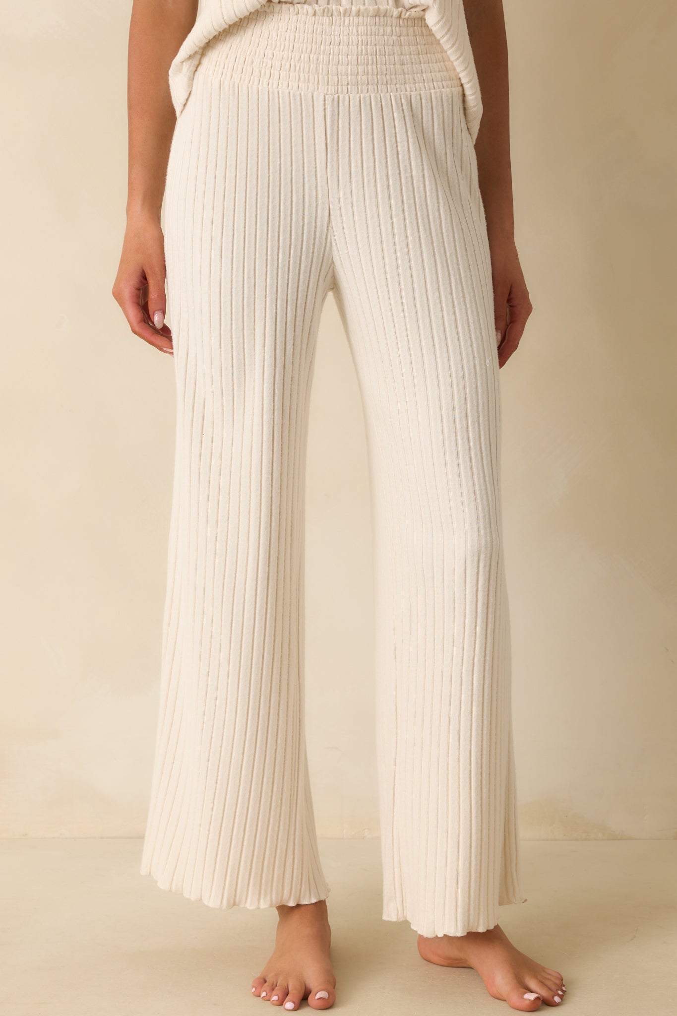 Z Supply Light Beige Dawn Smocked Rib Pants