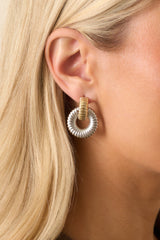 No Second Guessing Two-Tone Textured Drop Earrings