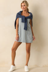 Z Supply Slate Blue Cotton Jet Set Mini Dress