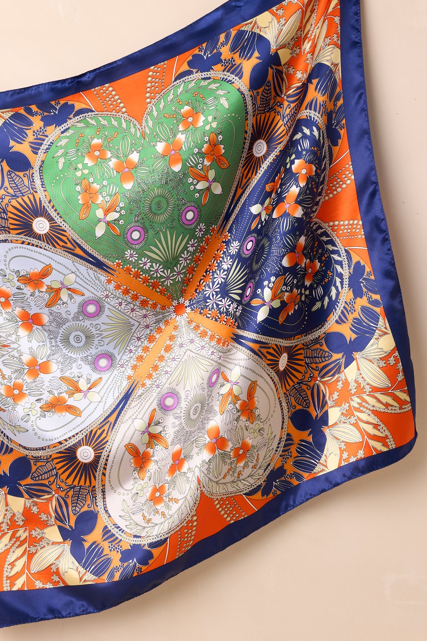 Above And Beyond Orange Multi Print Satin Scarf