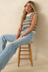 Staple The Label Espresso Brown Palmer Stripe Knit Tank
