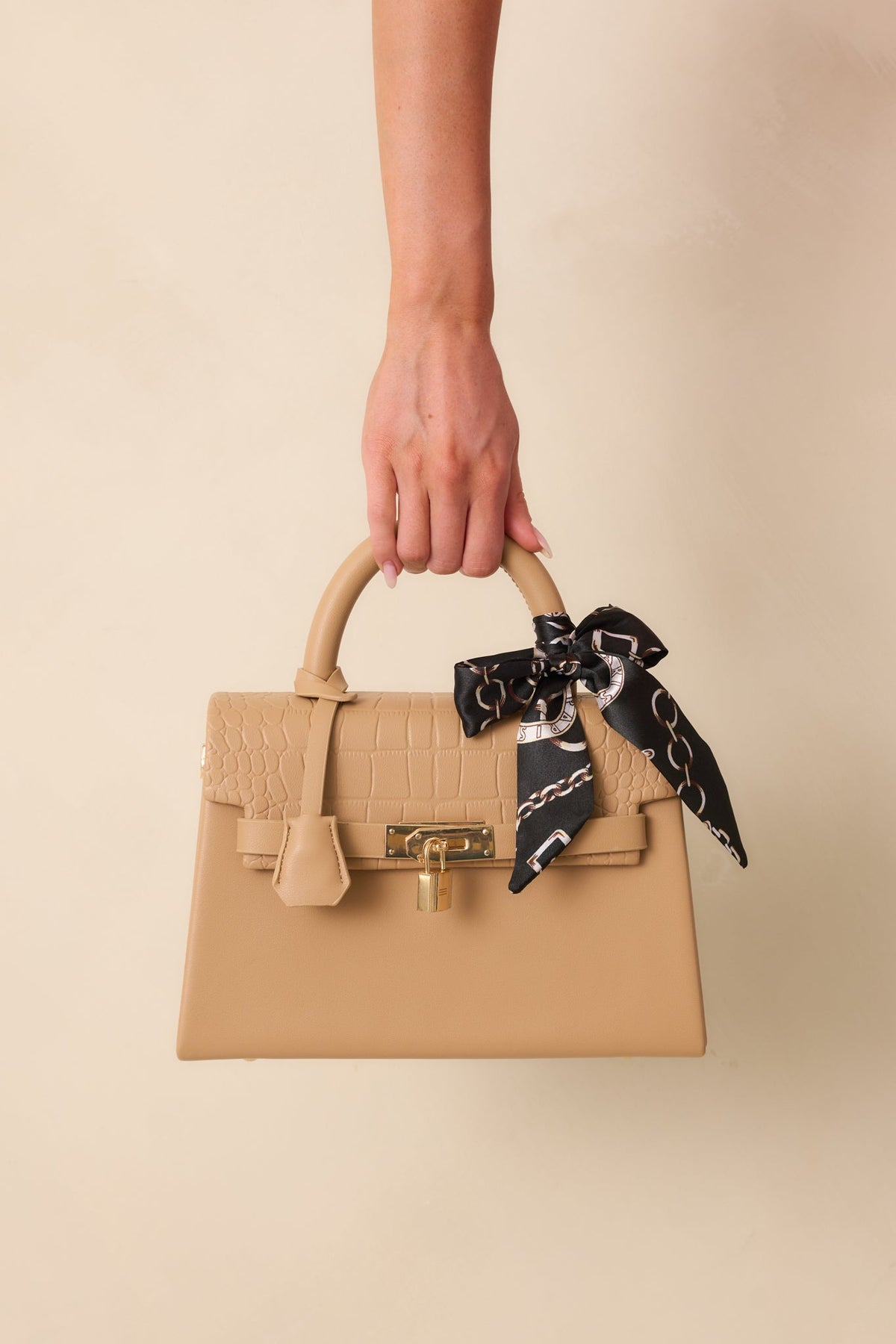 Same Time Tomorrow Tan Faux Leather Structured Handbag