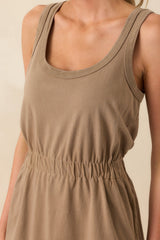 Z Supply Tan Cotton Keegan Slub Jersey Mini Dress