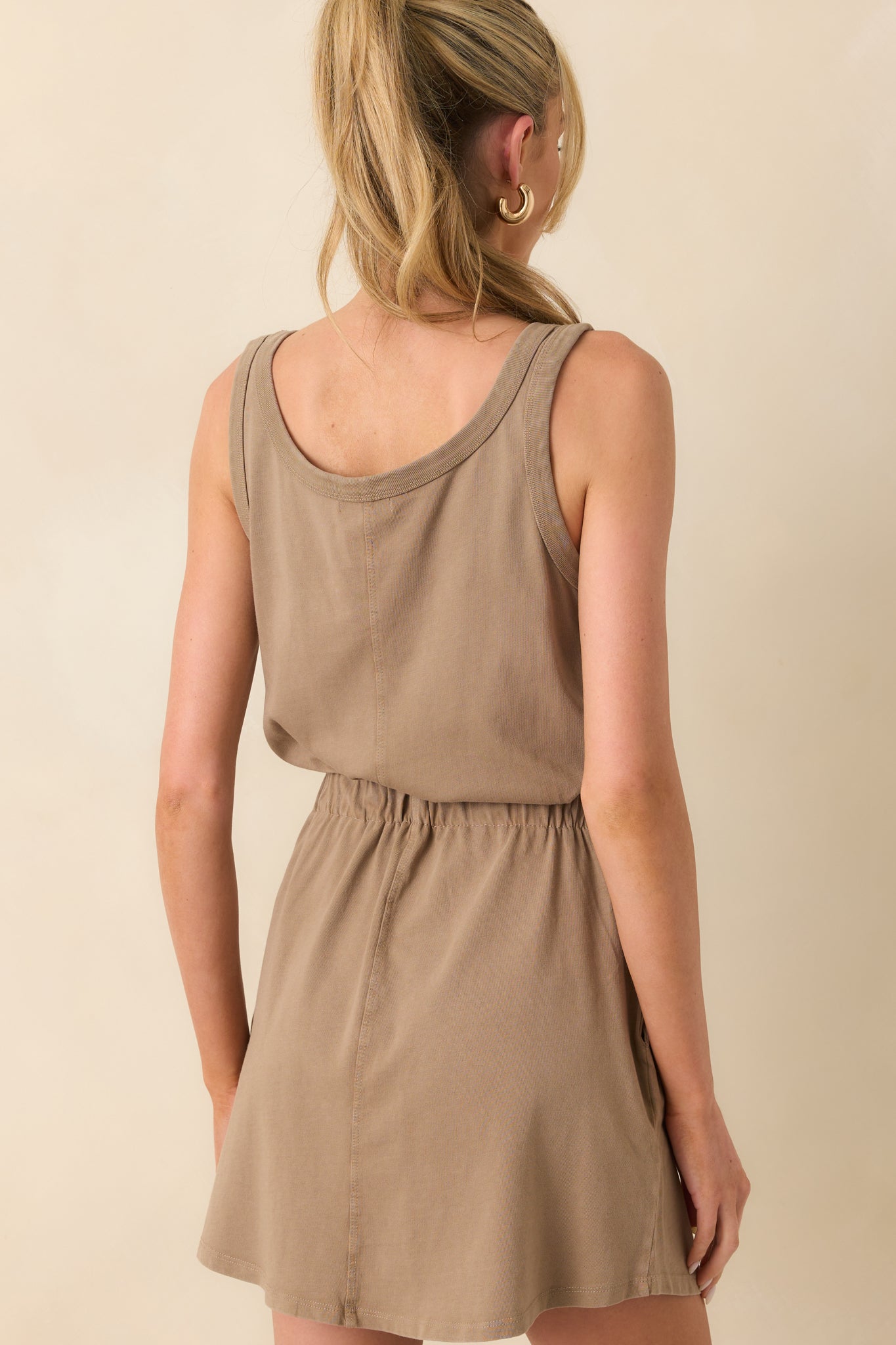 Z Supply Tan Cotton Keegan Slub Jersey Mini Dress
