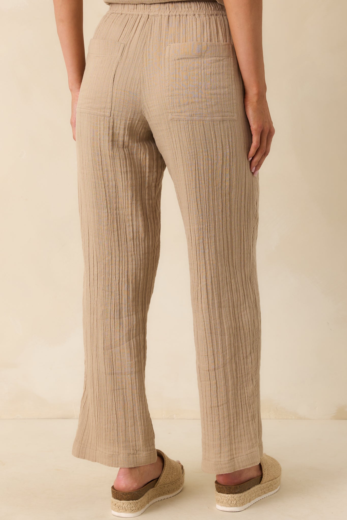 Z Supply Tan Cotton Plaza Airy Gauze Ankle Pants