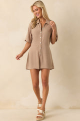 Z Supply Tan Marcell Button Up Romper