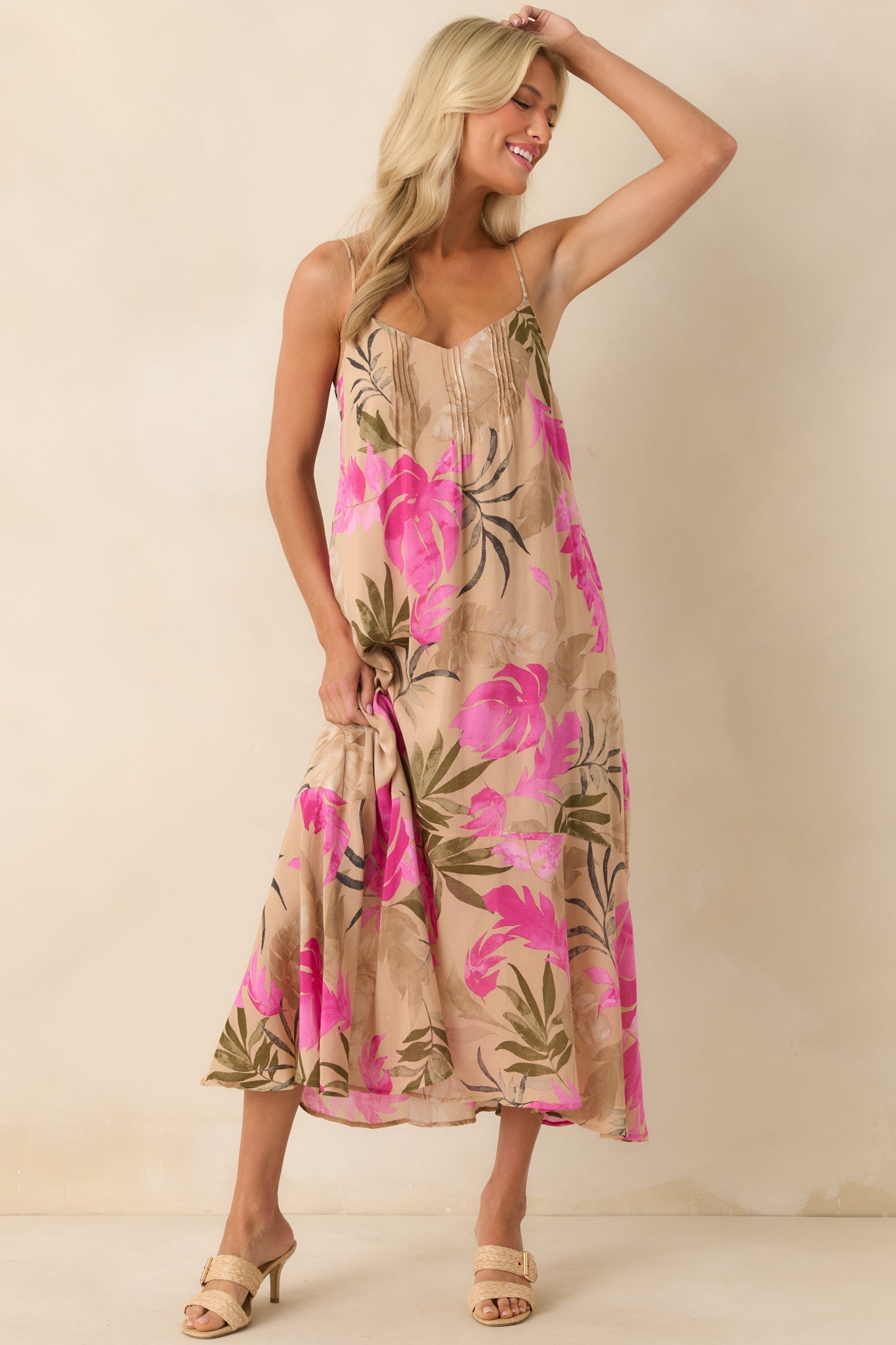 Z Supply Tan Multi Print Benson Tropical Maxi Dress
