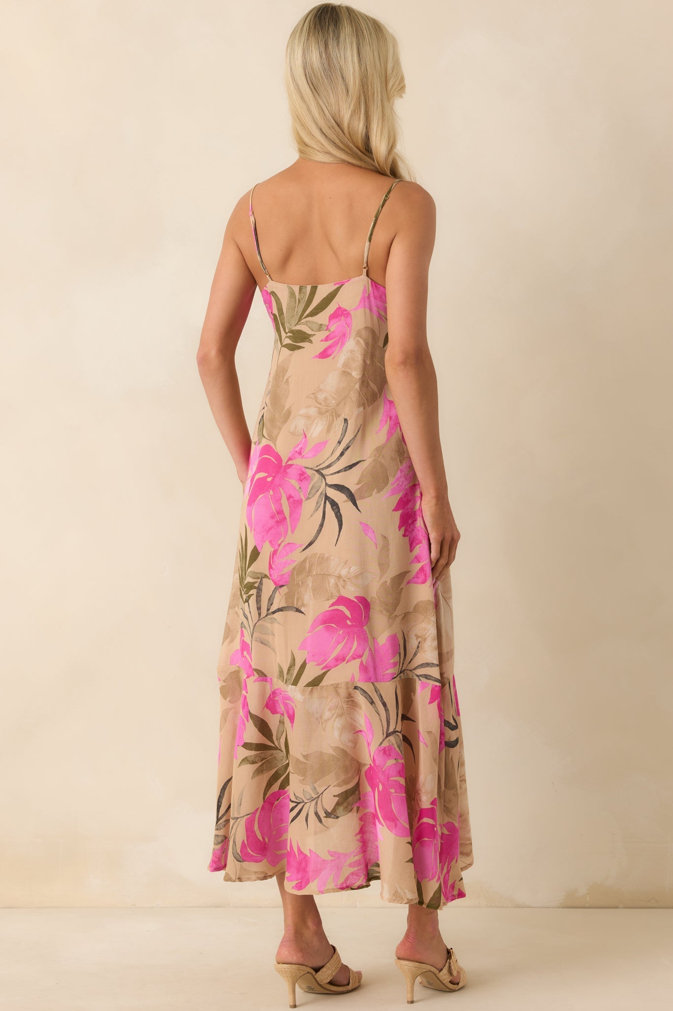 Z Supply Tan Multi Print Benson Tropical Maxi Dress