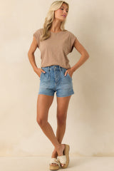 Z Supply Tan Cotton Camino Slub Tee