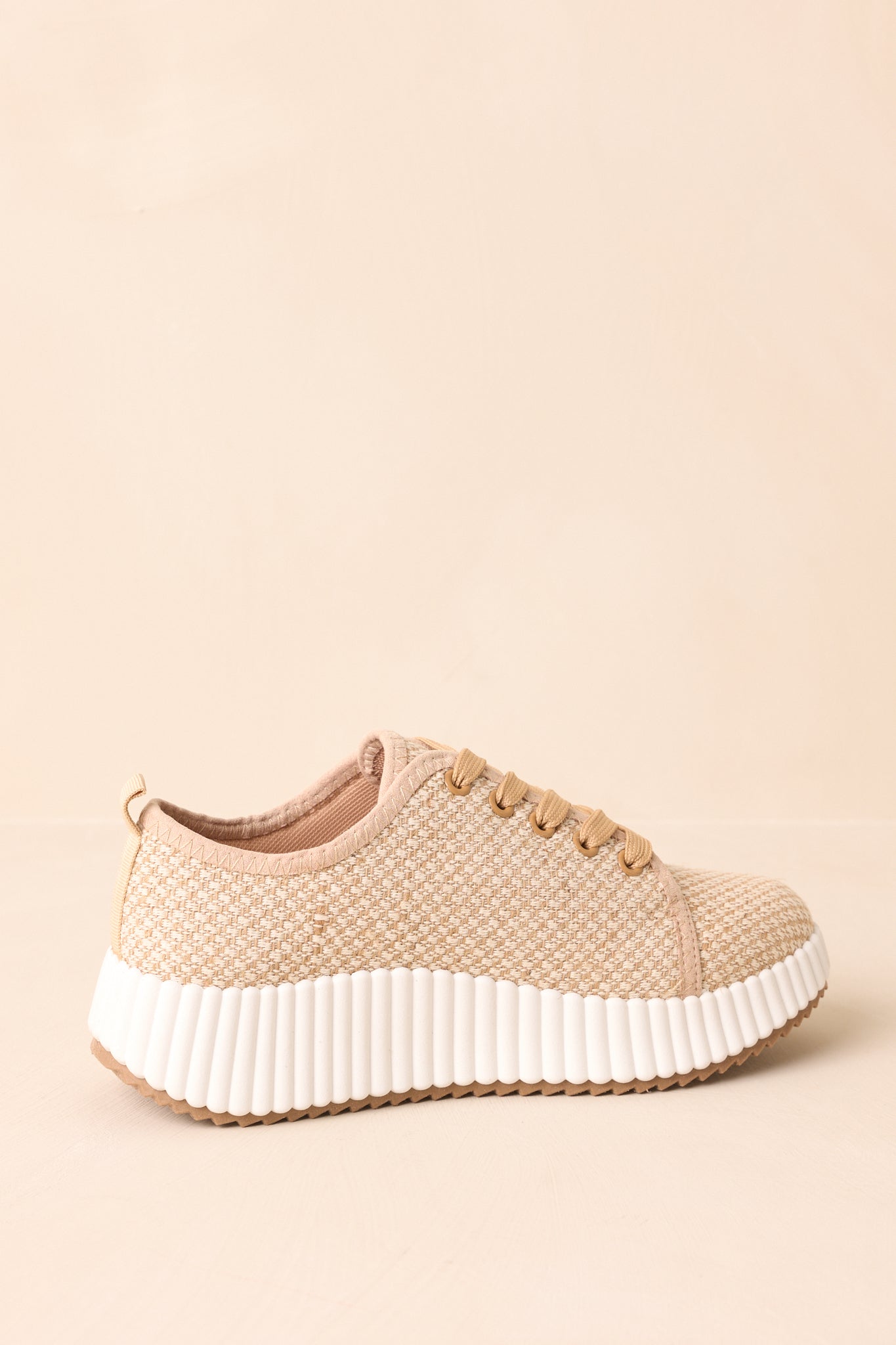 Life In The Fast Lane Tan Woven Platform Sneakers