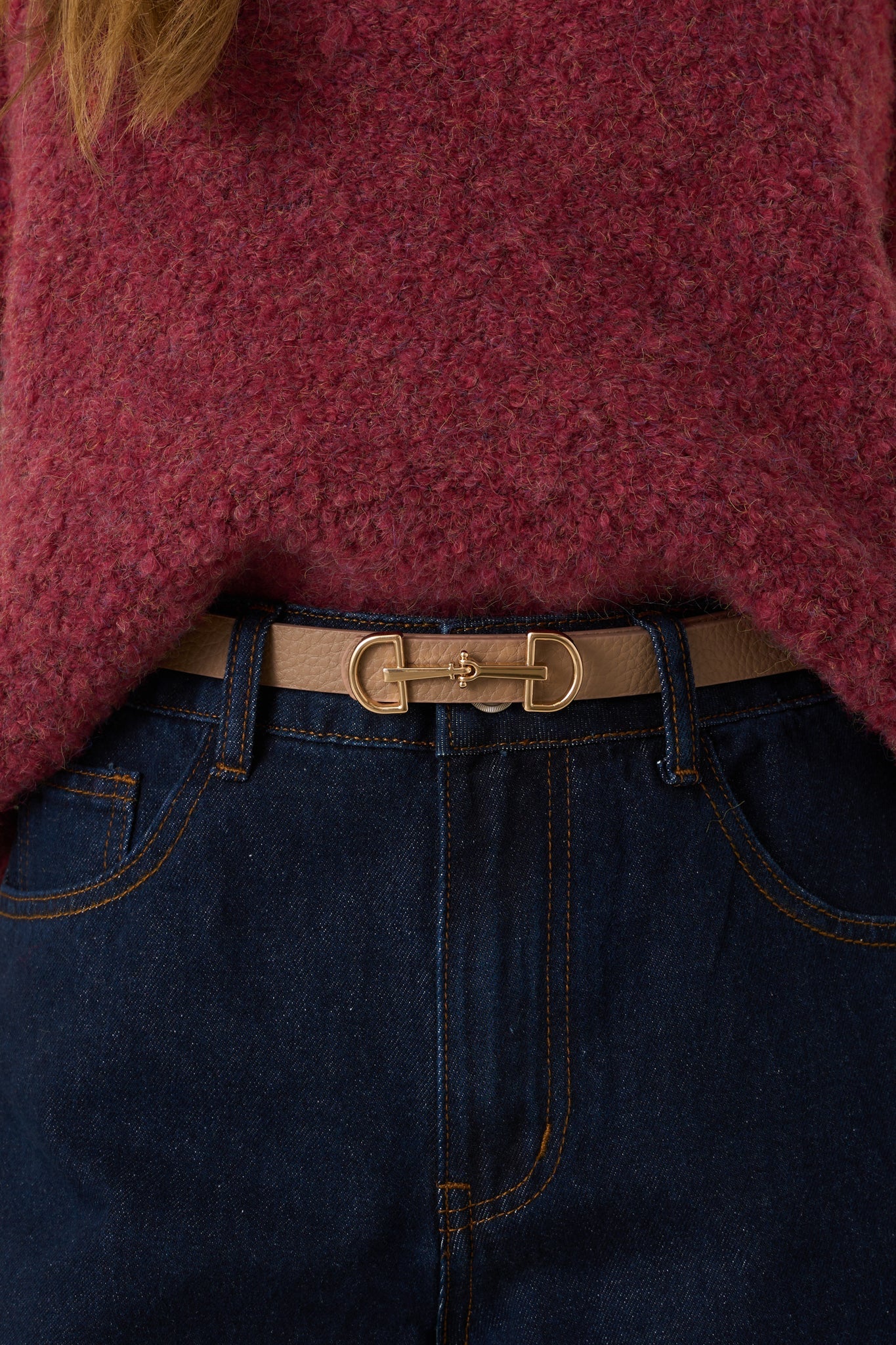 Endless Charm Tan Textured Faux Leather Belt