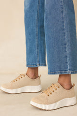 Life In The Fast Lane Tan Woven Platform Sneakers