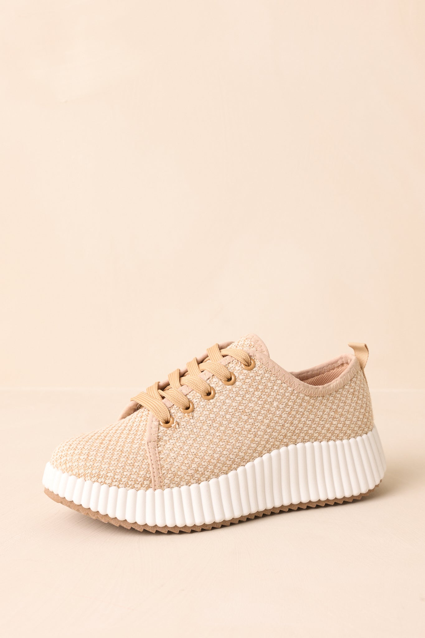 Life In The Fast Lane Tan Woven Platform Sneakers