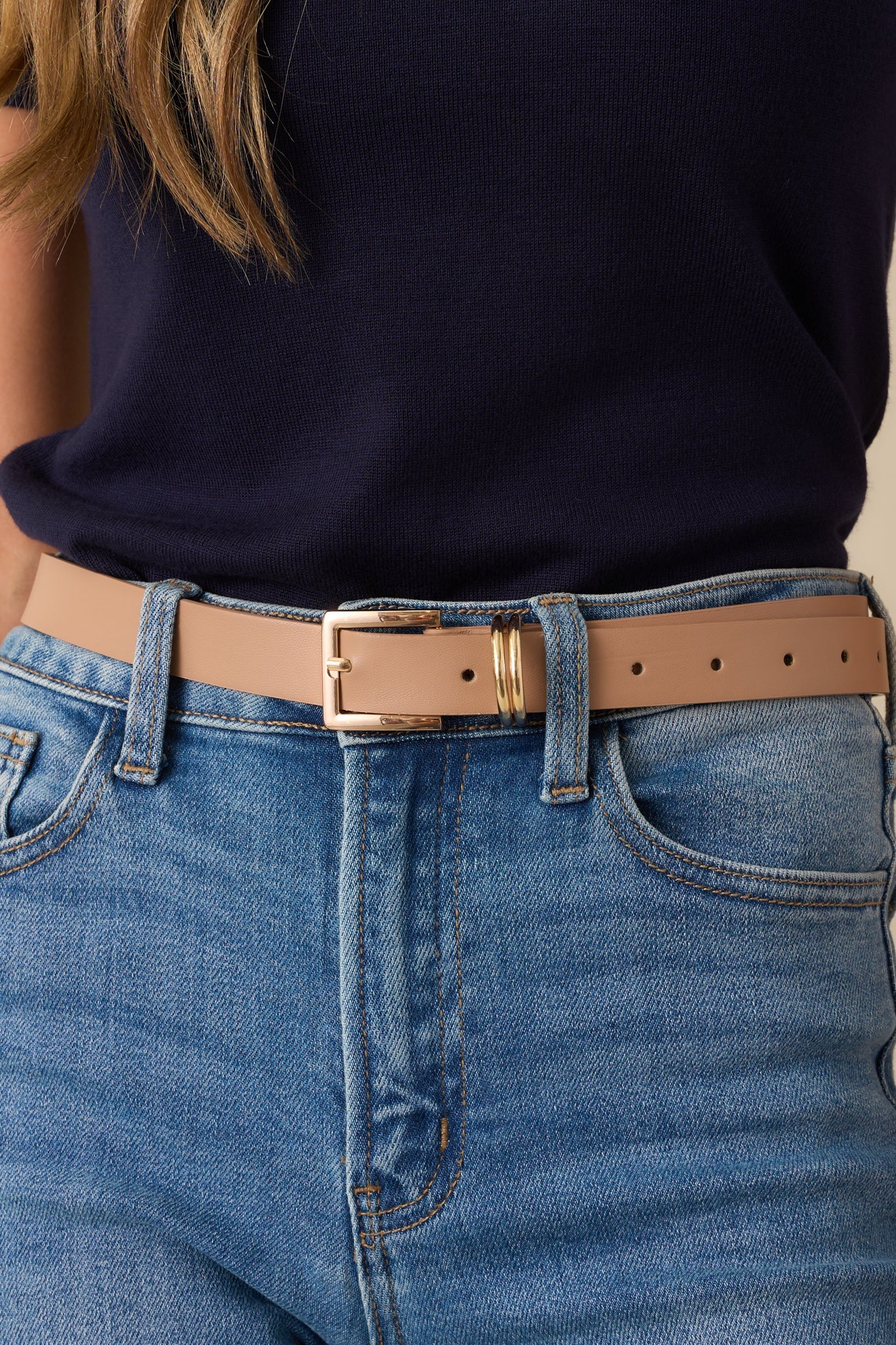 Thought You'd Notice Beige Faux Leather Belt