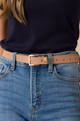 Thought You'd Notice Beige Faux Leather Belt
