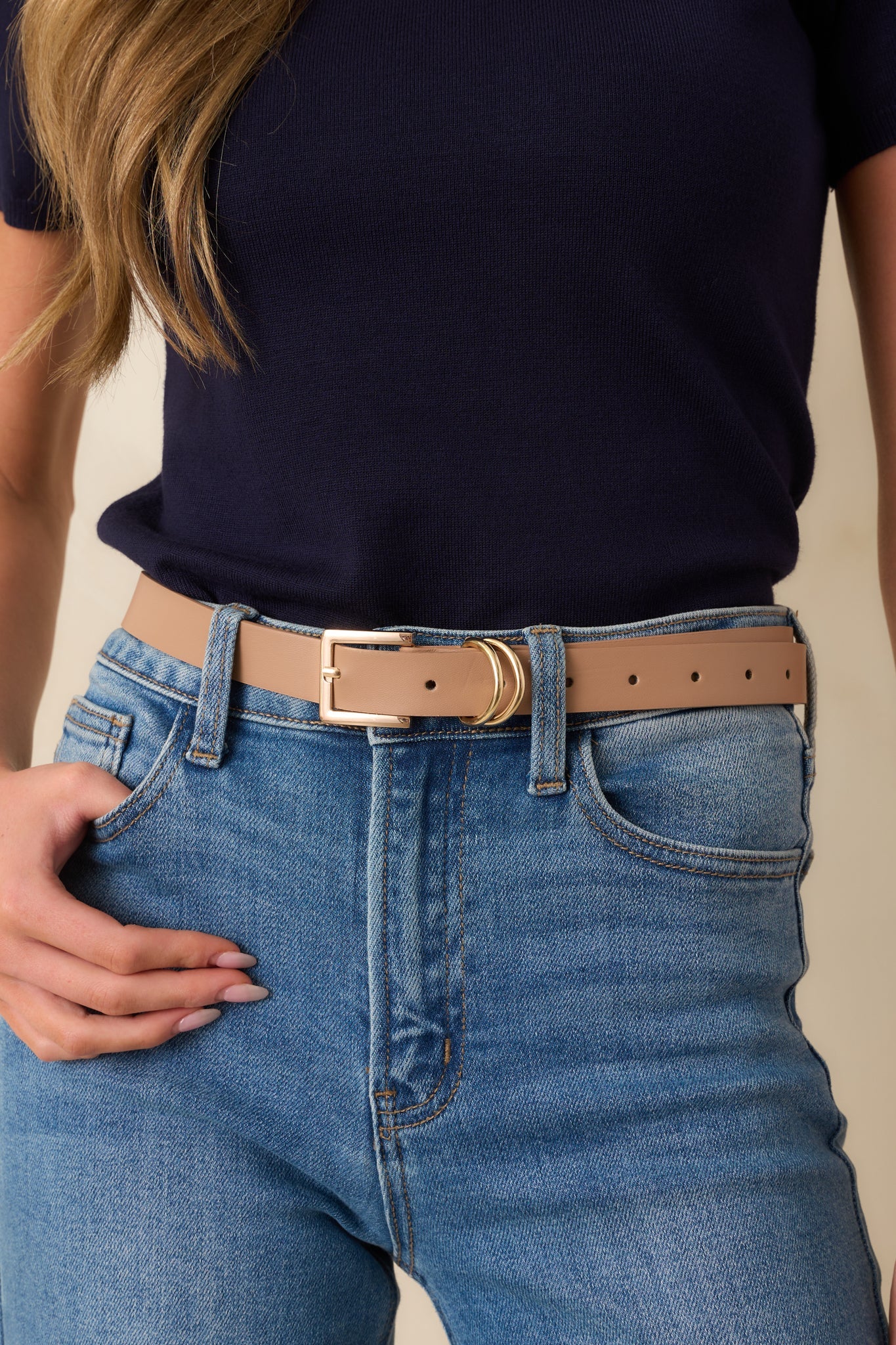 Thought You'd Notice Beige Faux Leather Belt