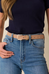 Thought You'd Notice Beige Faux Leather Belt
