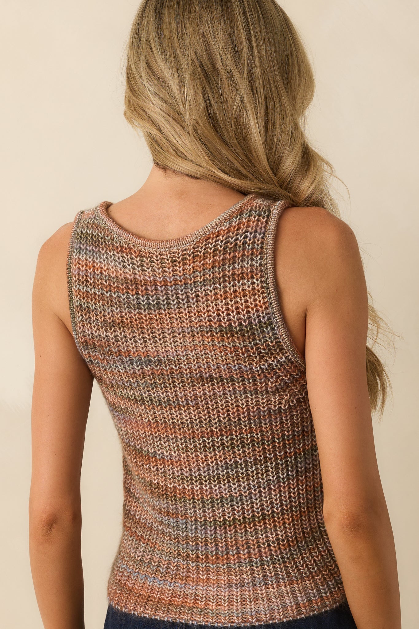 Gave Me Butterflies Terracotta Multi Cotton Open Knit Tank Top