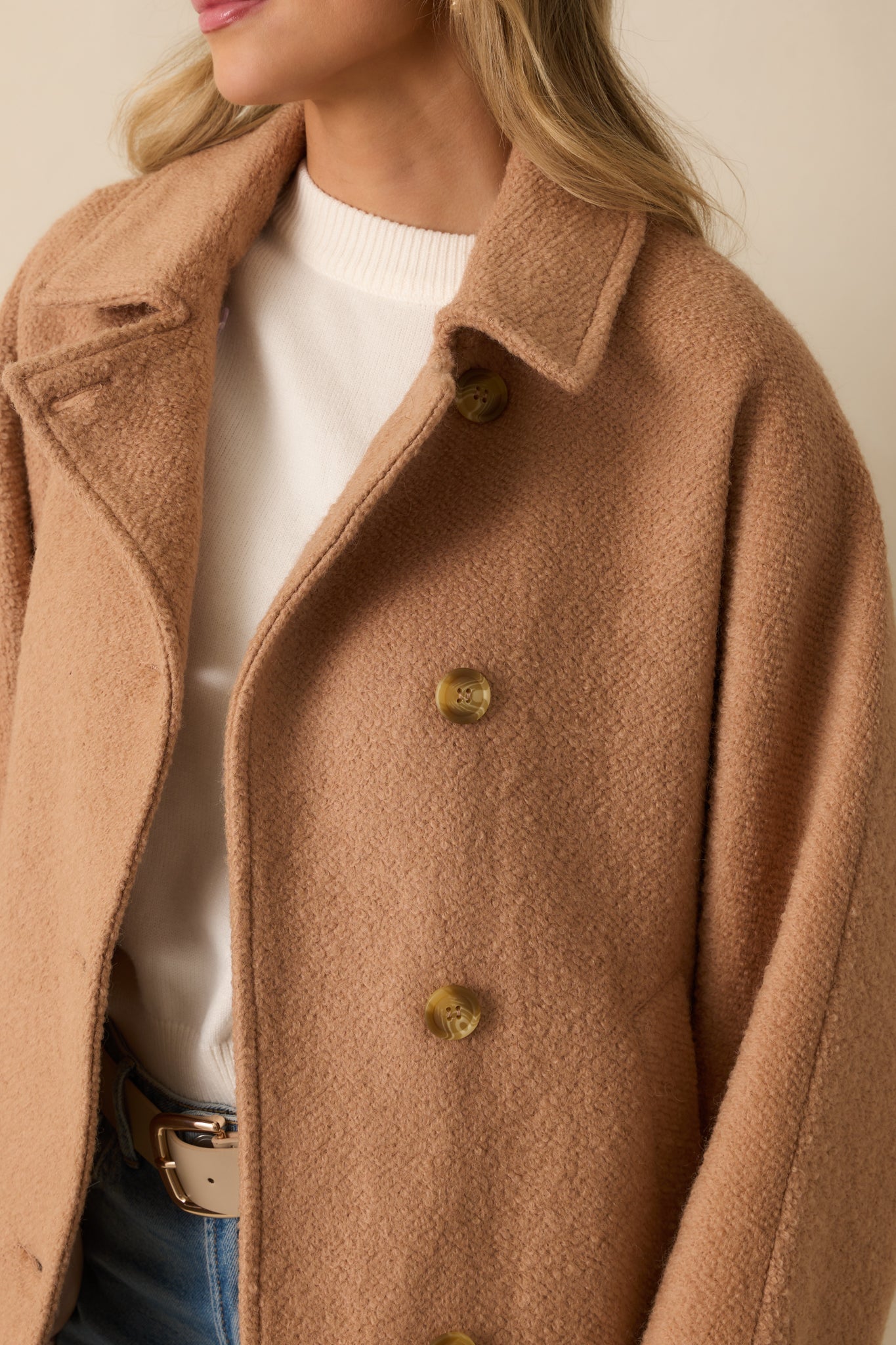 All I Could Ask Camel Brown Single Breasted Wool Blend Coat