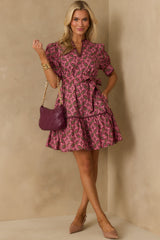 Just Went With It Light Mauve Geometric Print Cotton Mini Dress