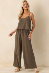 Z Supply Brown Sabel Cropped Linen Tank