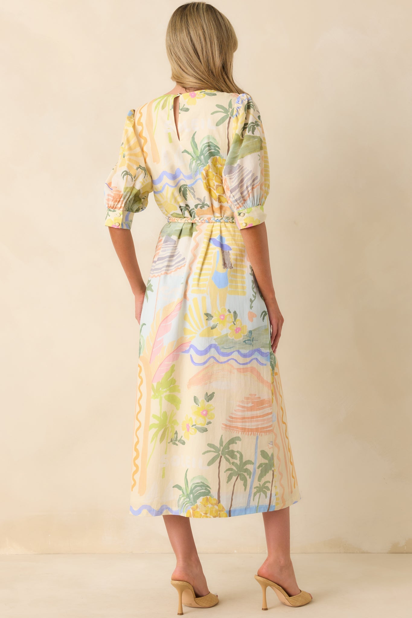 Prosperina Brynne Multi Print Cotton Midi Dress