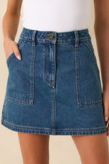 MINKPINK Medium Wash Cotton Nora Denim Mini Skirt