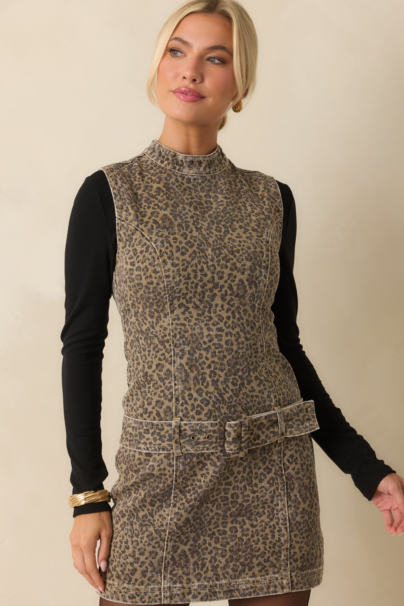 MINKPINK Brown Cotton Anouk Animal Print Mini Dress