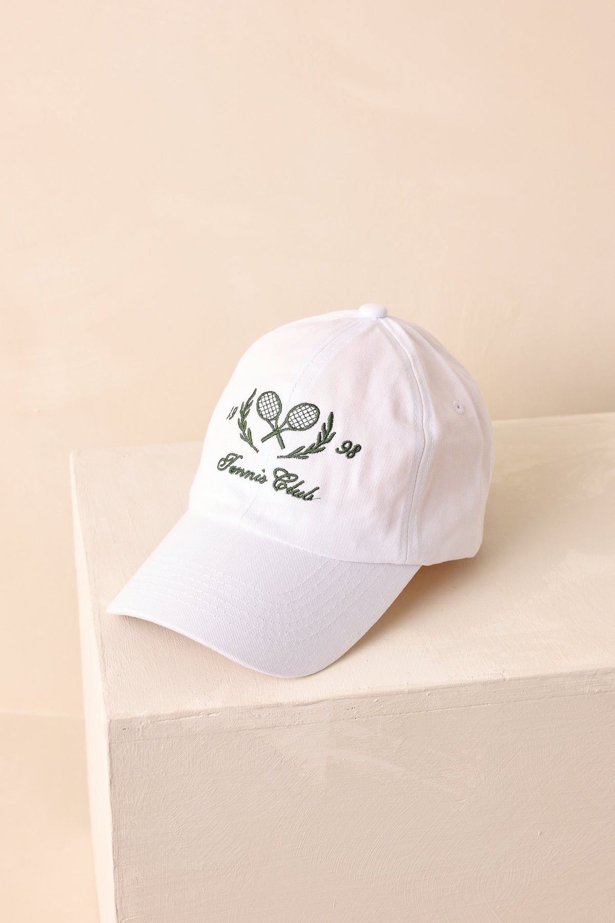 The Tennis Club 1998 White Embroidered Cotton Baseball Cap
