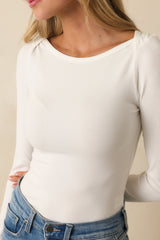 My Tried And True White Ribbed Long Sleeve Bodysuit