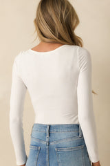 My Tried And True White Ribbed Long Sleeve Bodysuit